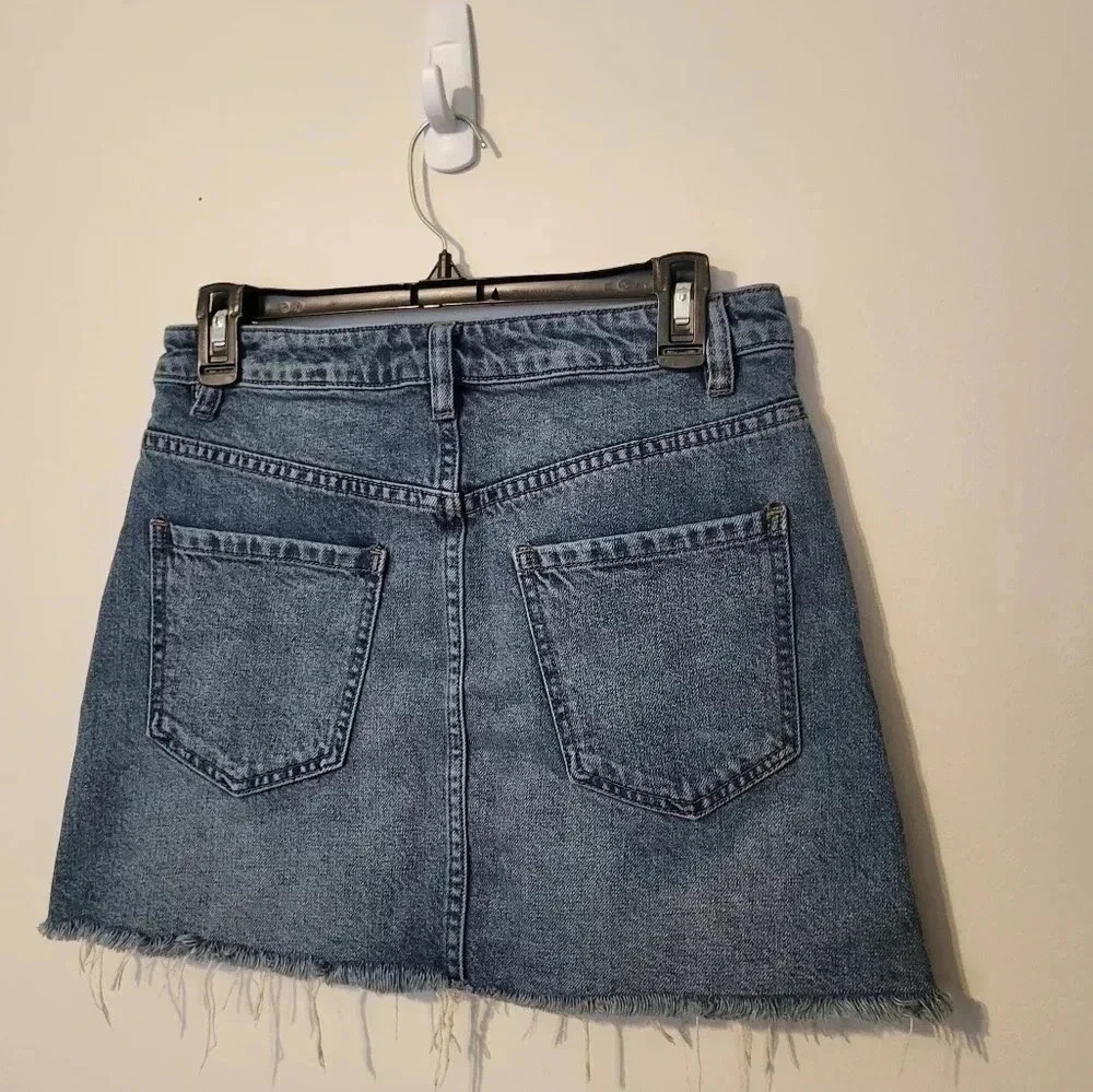 Free People We The Free Zip It Up Front Zipper Mini Denim Jean Skirt(26) - Picture 12 of 12